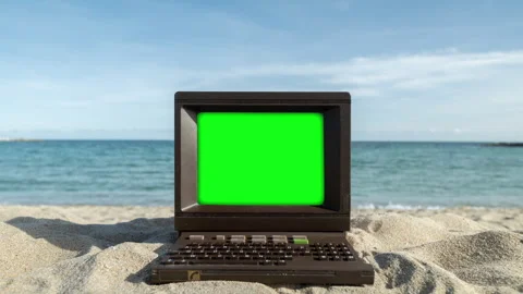 computer with green screen | Stock Video | Pond5