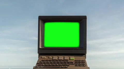 computer with green screen | Stock Video | Pond5