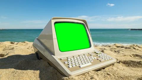 Computer with green screen Foto stock
