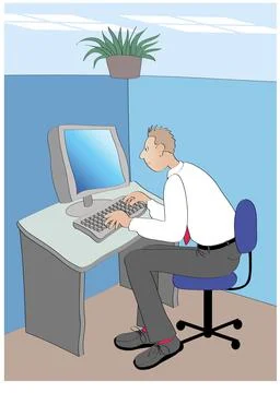 Computer Guy Linda Braucht (20th C. American) Computer Graphics 스톡 일러스트