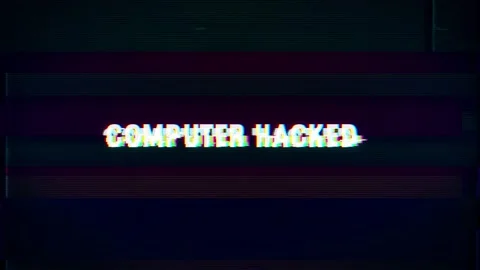 Computer hacked hacking text glitch effects Video stock 196960715