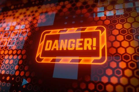 Computer Hacked, System Error, Virus, Cyber attack, Malware Concept. Danger S Illustrazione stock