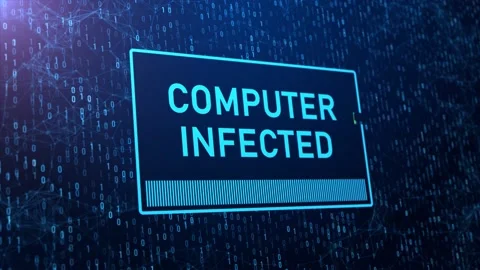 Computer Hacked Warning Message with Computer Hacking Noise Background Stock Footage 196932265
