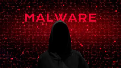 Computer hacker on abstract binary code background. Hacking concept Stock Illustration