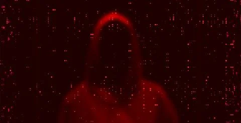 Computer hacker on abstract binary code background. Hacking concept Stock Illustration