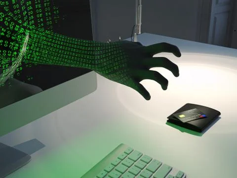 Computer hacker attack . 3d rendering Stock Illustration