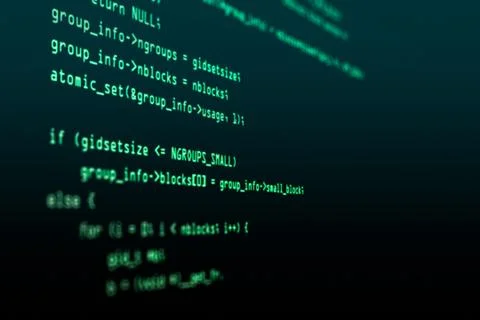 Computer hacker code. Modern technology background. Web software. Shallow dep Stock Photos