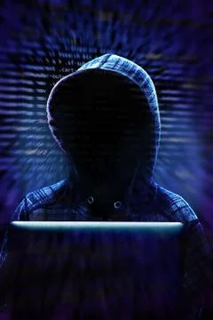 Computer Hacker Committing Cybercrime Stock Photos