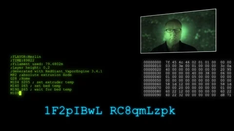 Computer hacker decrypts a password - split screen Stock Footage 112817019