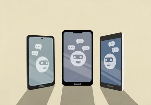 Computer hacker emojis chatting on smart phone screens Stock Illustration