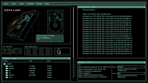 Computer Hacker Futuristic Screen With Hard Drive and Code - Loopable Stock-Footage 123500303