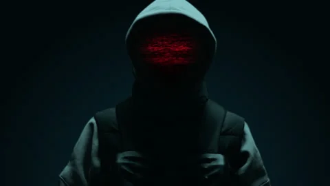 Computer hacker with hoodie. Computer abstract digital code at the background Stock-Footage 194457120