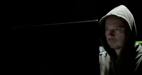 Computer hacker with a hoodie Video stock 104252170