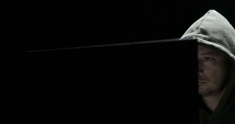 Computer hacker with hoodie 스톡 동영상 104254220