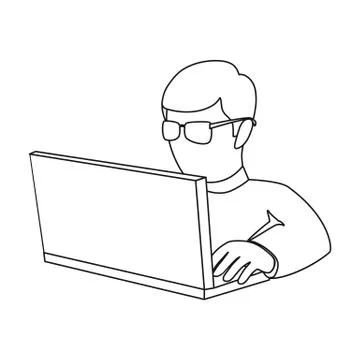 Computer hacker icon in outline style isolated on white background. Hackers and Stock-Illustration