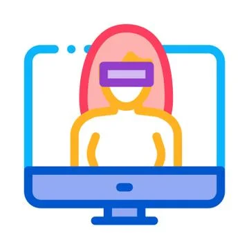 Computer hacker icon vector outline illustration Illustrazione stock
