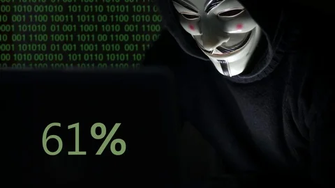 Computer hacker laptop binary code internet online security threat cyber crime Stock Footage