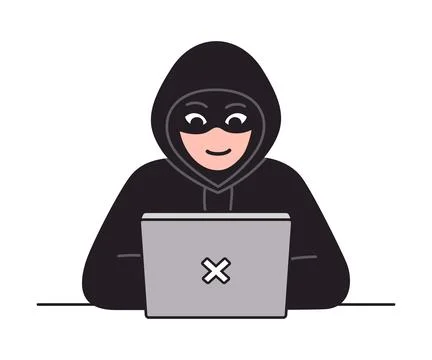 Computer hacker on laptop drawing イラスト素材