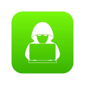Computer hacker with laptop icon digital green イラスト素材