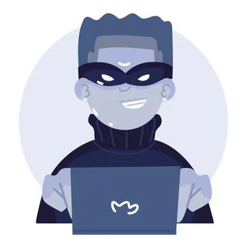 Computer hacker with laptop Stockillustratie