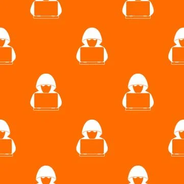 Computer hacker with laptop pattern seamless Stock Illustration