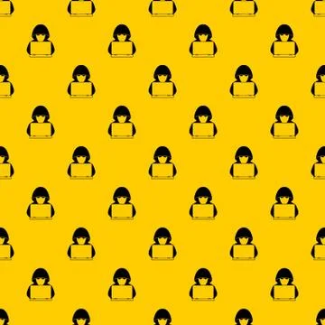 Computer hacker with laptop pattern vector Stock Illustration