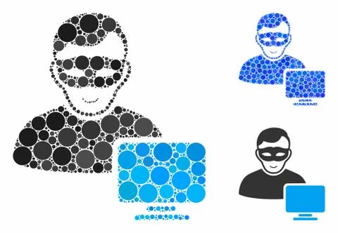 Computer hacker Mosaic Icon of Round Dots Stock Illustration