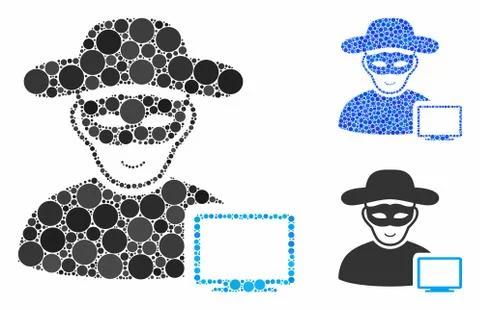 Computer Hacker Mosaic Icon of Round Dots Stock Illustration