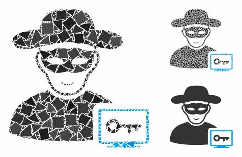 Computer hacker Mosaic Icon of Rugged Parts Stock Illustration