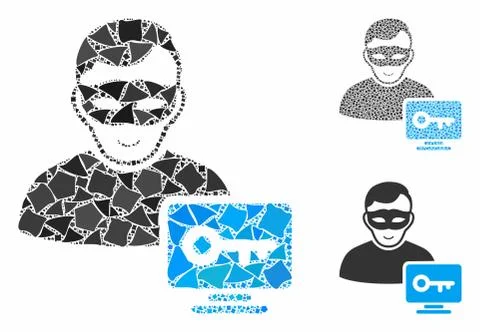 Computer hacker Mosaic Icon of Uneven Elements Illustrazione stock