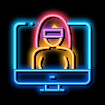 Computer hacker neon glow icon illustration Illustrazione stock