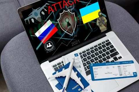 Computer hacker or Cyber attack concept background with Ukraine flag and the Stock-Fotos