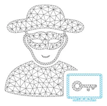 Computer Hacker Polygonal Frame Vector Mesh Illustration Stock Illustration