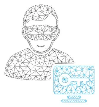 Computer Hacker Polygonal Frame Vector Mesh Illustration Stock Illustration