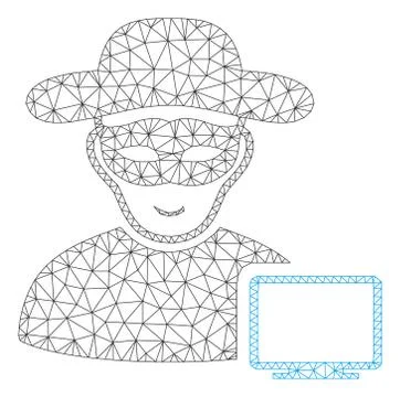 Computer Hacker Polygonal Frame Vector Mesh Illustration 스톡 일러스트