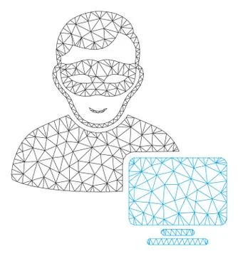 Computer Hacker Polygonal Frame Vector Mesh Illustration Stock Illustration
