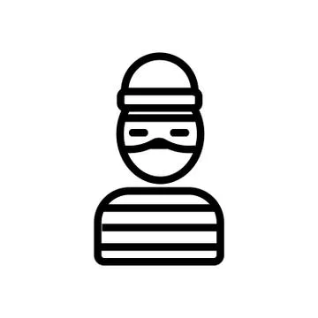 Computer hacker in prison icon vector outline illustration Illustrazione stock