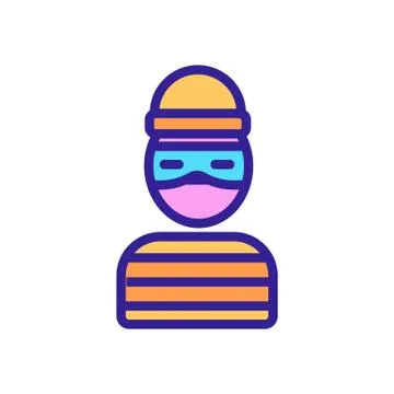 Computer hacker in prison icon vector outline illustration Stock Illustration