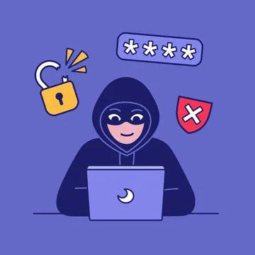 Computer hacker security drawing Illustrazione stock