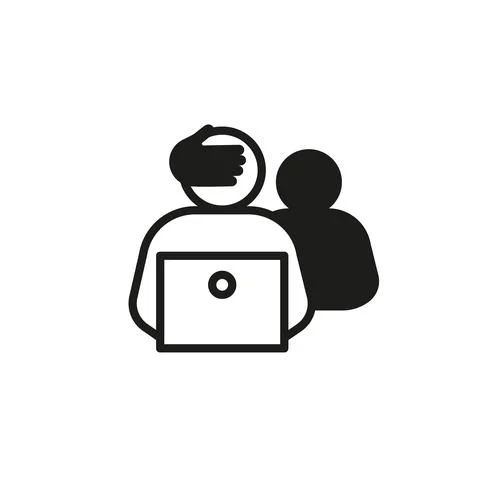 Computer hacker shadow sign, online fraud, line icon. Cheating on internet, c Illustrazione stock