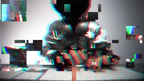 Computer hacker in silver jacket Stock Footage 152366088