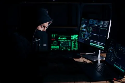 Computer hacker spreading virus Stock Photos