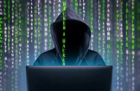 Computer hacker stealing data from the internet Illustrazione stock