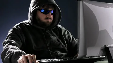 Computer Hacker stealing information Video stock 21264880