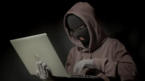 Computer hacker steals data from laptop by hacking security system Stock Footage 278038796