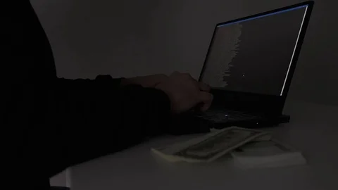 Computer hacker typing code on keyboard. Night working. Close up. Stock Footage 122216335