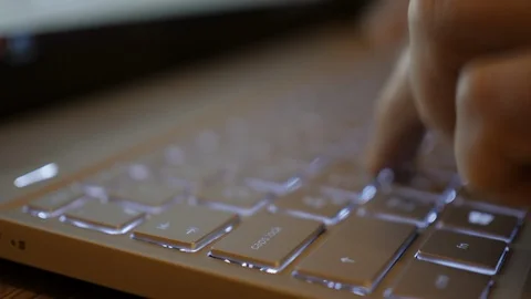 Computer Hacker Typing Code Virus PC on Keyboard Late Night Working. Man Writ Stock Footage 121405532