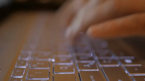 Computer Hacker Typing Code Virus PC on Keyboard Late Night Working. Man Writ Stock Footage 121405544