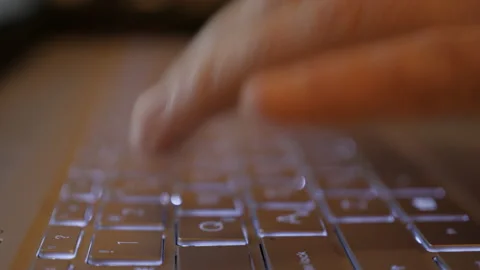 Computer Hacker Typing Code Virus PC on Keyboard Late Night Working. Man Writ Stock Footage 140264516