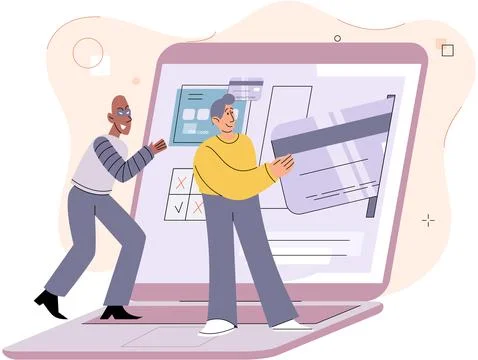 Computer hacker who steals money and personal data on Internet. Web crime with Stock Illustration